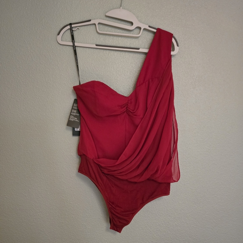 Red One-Shoulder Bodysuit